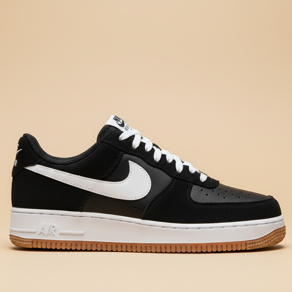 HE 'AIR FORCE 1' - BLACK/WHITE GUM