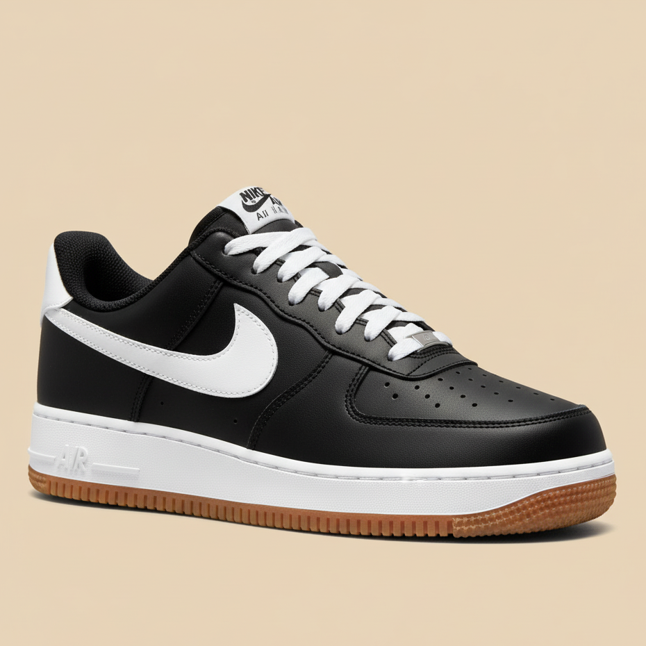 HE 'AIR FORCE 1' - BLACK/WHITE GUM